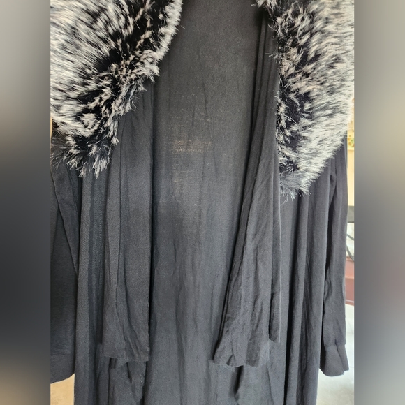 CRIPPLE CREEK Black Knit Jumper Soft Draped Faux Fur Collar Cotton Sweater NWT L - Picture 10 of 16